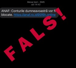 ANAF avertizează cu privire la noi mesaje SMS false, transmise în numele instituției 