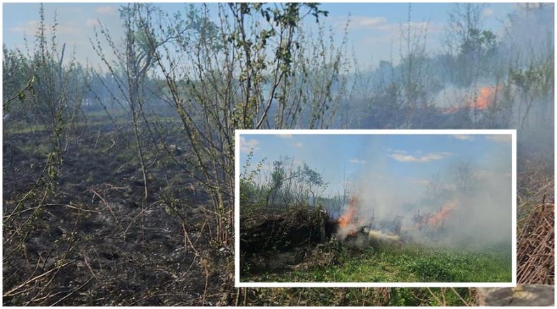 Incendiu de vegetație la Bonțești lichidat de pompierii din Gurahonț. Atenție! Arderea vegetației uscate se pedepsește cu amendă de până la 100.000 de lei
