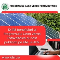 Listă nouă cu 10.418 de dosare aprobate de Comitetul de Avizare în cadrul Programului Casa Verde Fotovoltaice