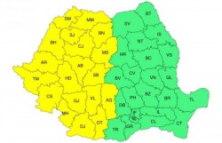 Cod galben de ploi și vijelii. Alertă meteo pentru jumătatea vestică a țării
