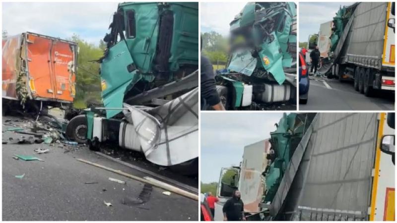 Tragedie cu români pe o autostradă din Ungaria! În urma unui ambuteiaj între 3 TIR-uri, o româncă și-a pierdut viața

