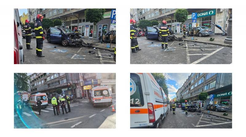 Accident cu 3 victime în Arad, pe Bulevardul Revoluției, colț cu strada Crișan