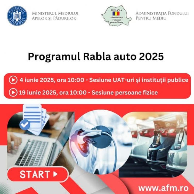 Încep înscrierile în Programul Rabla Auto 2025 pentru persoane fizice, unități administrativ-teritoriale și instituții publice