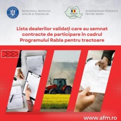 Lista dealerilor validați, care au semnat contractele de participare în cadrul Programului Rabla pentru tractoare, a fost publicată pe site-ul AFM


