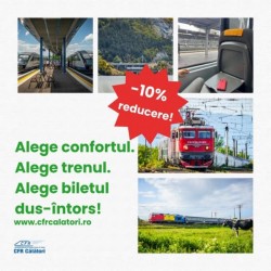 Alege biletul dus – întors și te bucuri de reducere de 10% la călătoria cu trenul