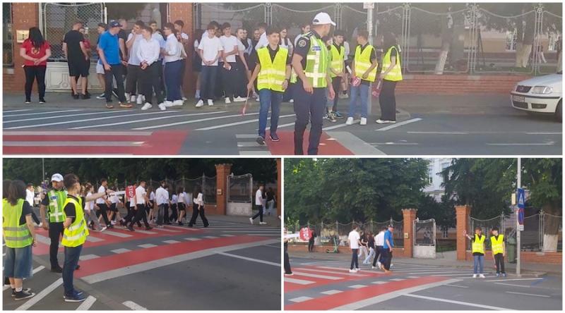 A doua patrulă școlară în Arad! Elevii Colegiului Național Preparandia “Dimitrie Țichindeal” au învățat cum să dirijeze traficul
