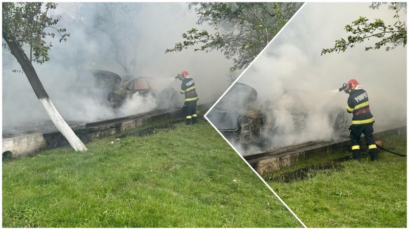 Un scurt circuit a făcut scrum un autoturism în Revetiș