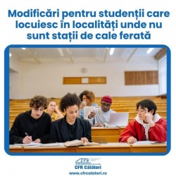 Modificări la călătoria cu trenul pentru studenții care locuiesc în localități unde nu sunt stații de cale ferată