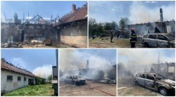 Jocul cu focul al unor copii a creat pagube uriașe într-o gospodărie din Zimandul Nou. Pompierii s-au luptat 4 ore cu flăcările

