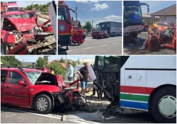Accident tragic în vestul țării! O femeie și un bărbat și-au pierdut viața în urma impactului violent dintre un autocar și un autoturism


