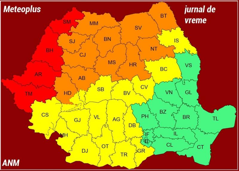 COD ROȘU de fenomene meteorologice periculoase - vijelii și rafale ce depășesc 90 km/h