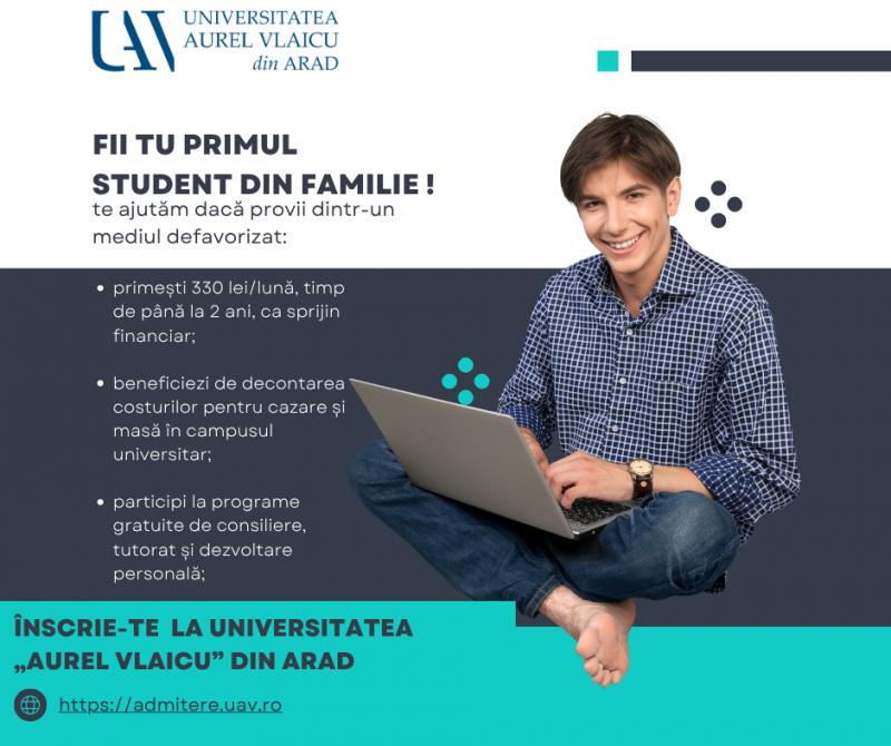 Studenții UAV pot beneficia  de programul „Primul student din familie”!