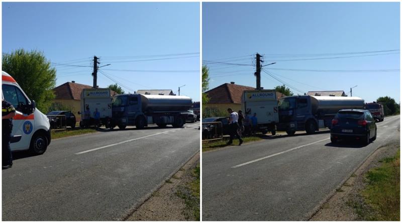 Accident rutier cu o autocisternă, o dubiță și un autoturism la Frumușeni

