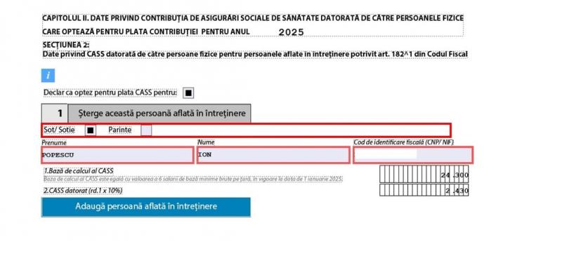 Noutățile referitoare la declararea și plata contribuției de asigurări sociale de sănătate pentru persoanele fizice aflate în întreținerea unei persoane asigurate 