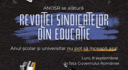 ANOSR anunță că studenții se alătură protestului profesorilor din prima zi de școală, 8 septembrie