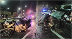 Accident cu două victime, dintre care una încarcerată, în zona Gării Arad. O mașină a intrat într-un copac