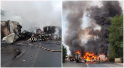 Un TIR s-a făcut scrum pe DN 7 între Vărădia de Mureș.și Săvârșin. Circulația este oprită