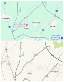 Drumul de legătură dintre DN 69 Arad – Timișoara și autostrada A1 este acum vizibil și pe Google Maps