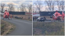 Elicopterul SMURD solicitat la un accident între Șepreuș și Sintea Mare! Femeie rănită transportată la UPU Arad