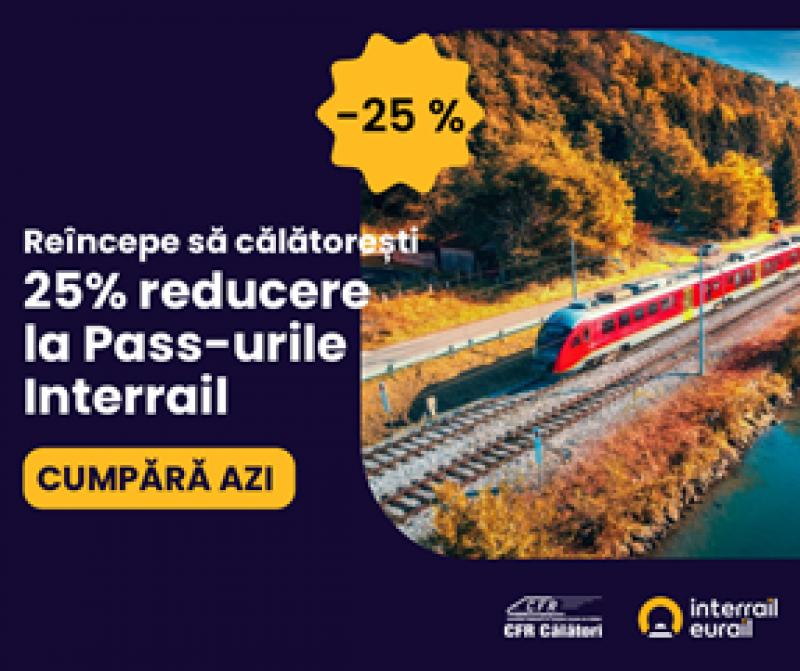 Prețuri promoționale la Interrail Global Pass și One Country Pass – 25% reducere