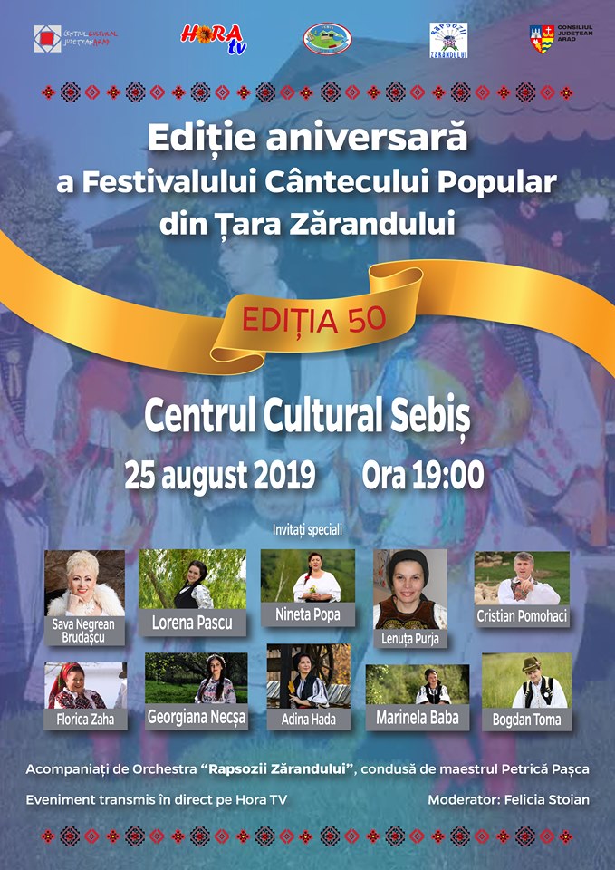 Ediţie aniversară a Festivalului Cântecului Popular din Ţara Zărandului