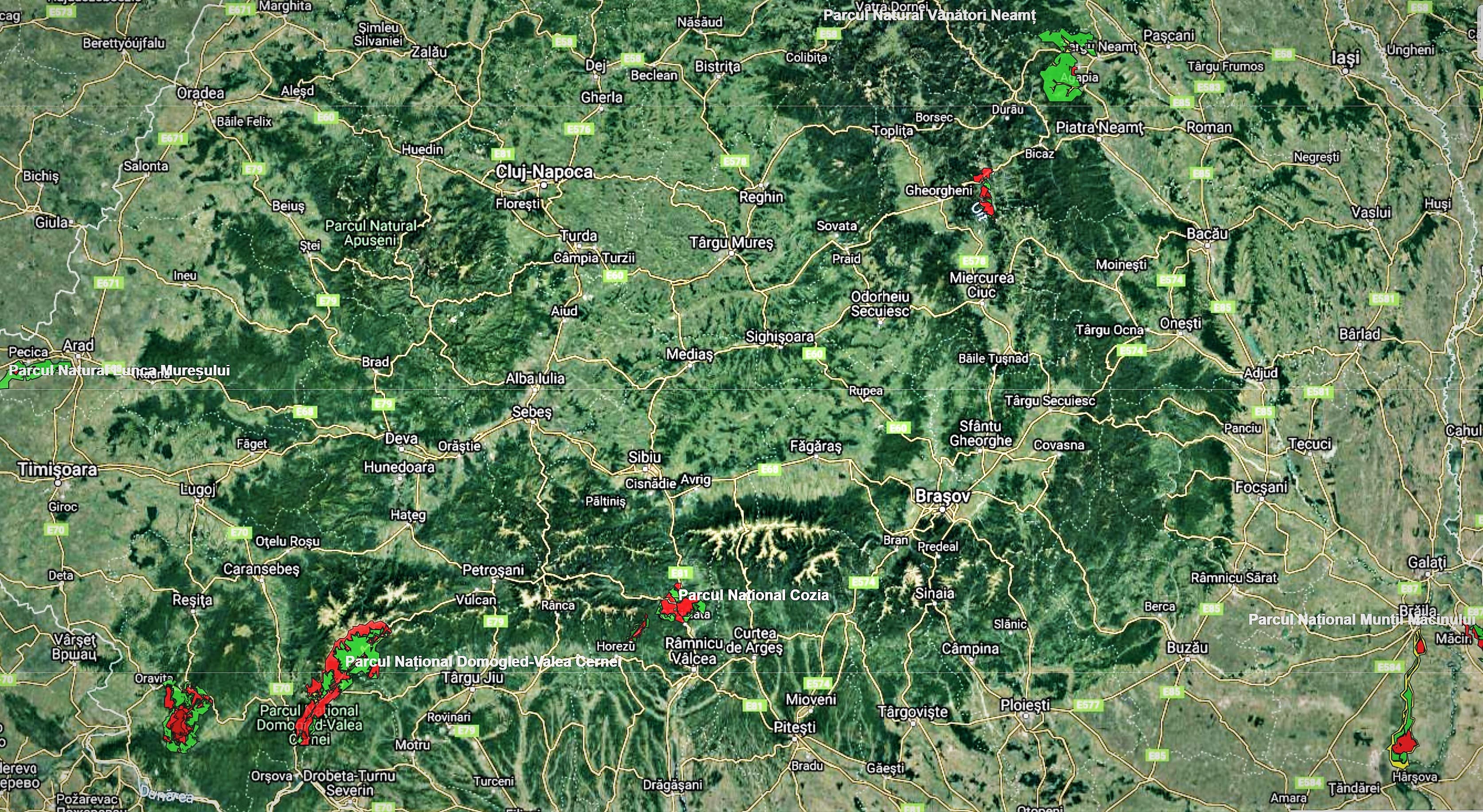 Harta parcurilor naționale și naturale administrate de Romsilva este publicată pe pagina de internet a regiei