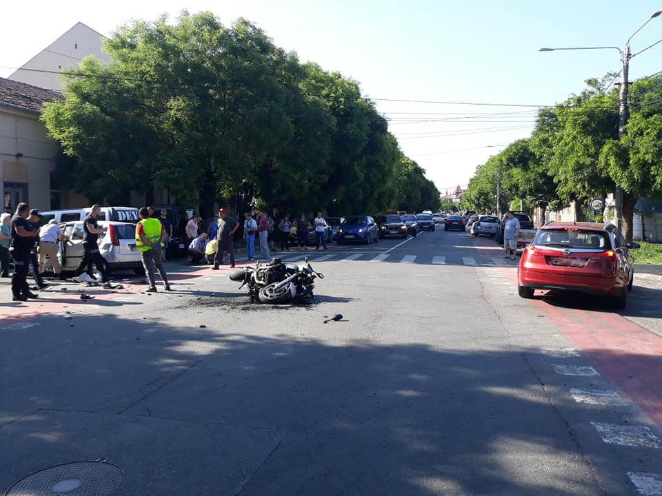 Motociclist accidentat în urma unui impact pe Mărășești