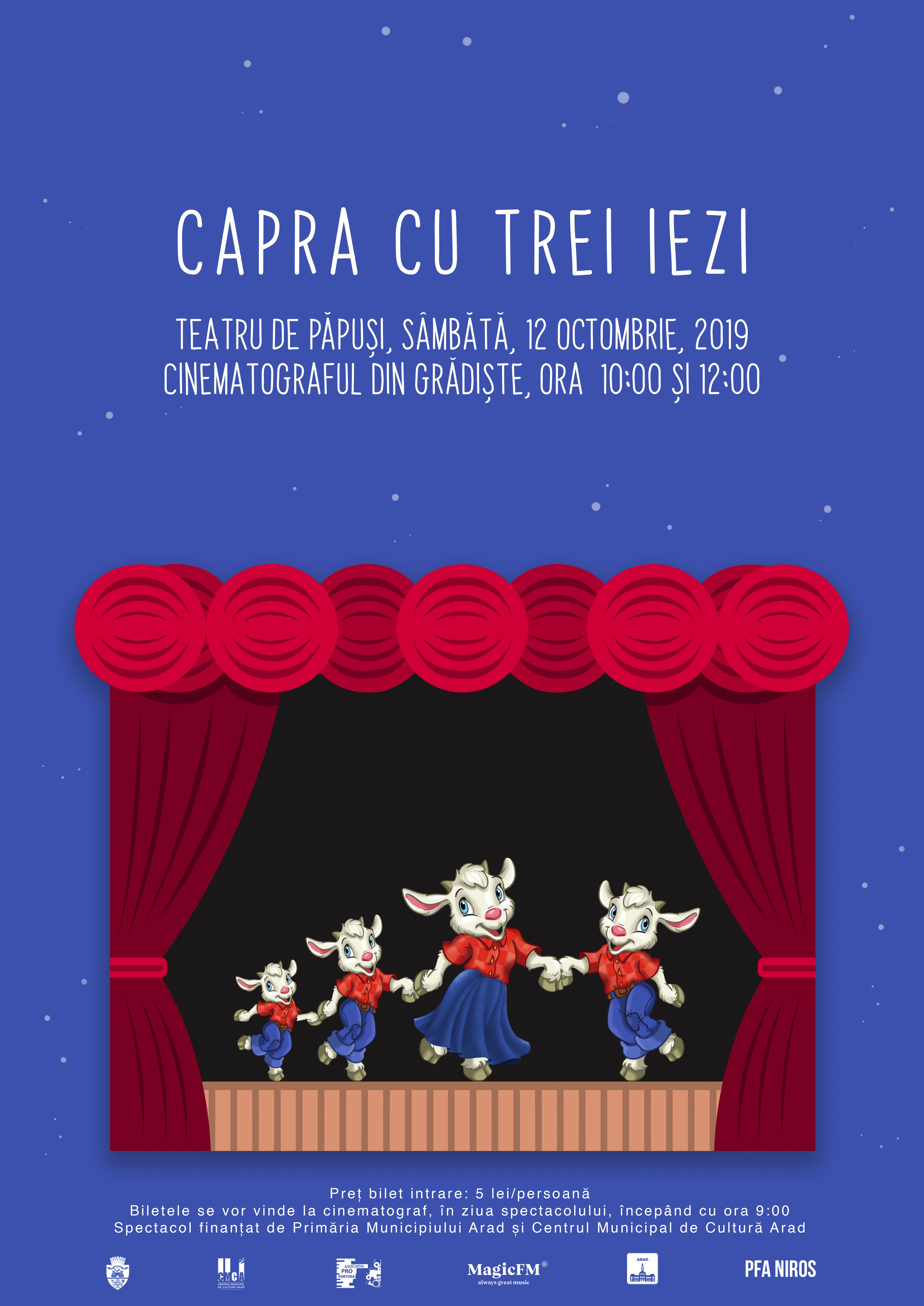 Piesa de teatru de păpuși „Capra cu trei iezi“, la Cinematograful din Grădiște