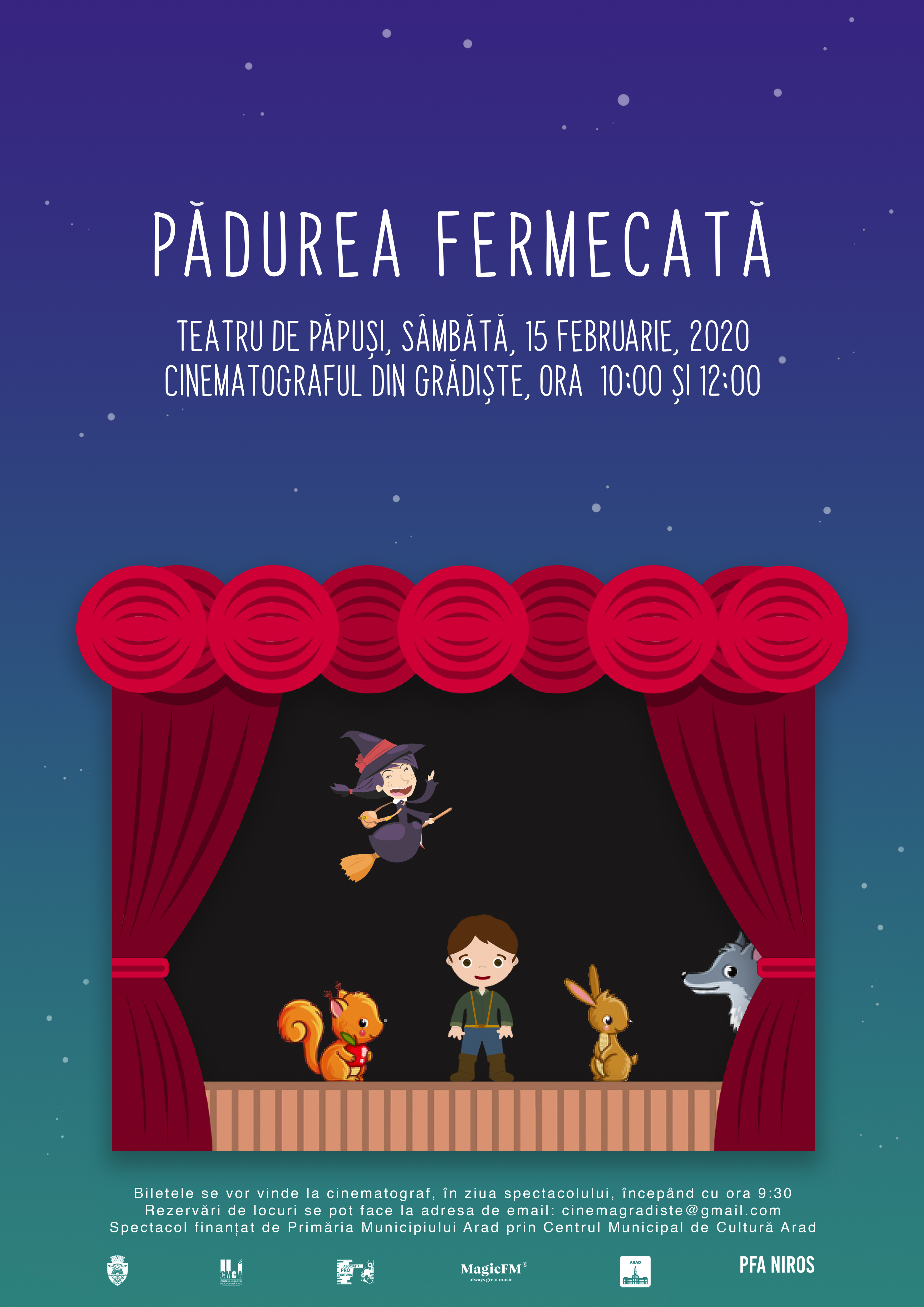 Piesa de teatru de păpuși „Pădurea fermecată“, la cinematograful din Grădiște